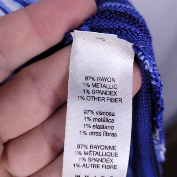 White House Black Market Top Small Striped Blue, White Off The Shoulder - Picture 9 of 10